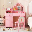 Kids Cloud Vanity and Rainbow Chair with Side Cabinet – Pink product view 5