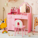 Kids Cloud Vanity and Rainbow Chair with Side Cabinet – Pink product view 6