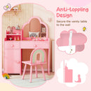 Kids Cloud Vanity and Rainbow Chair with Side Cabinet – Pink product view 9