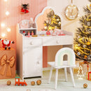 Kids Cloud Vanity and Rainbow Chair with Side Cabinet – White product view 1