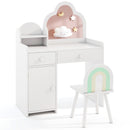 Kids Cloud Vanity and Rainbow Chair with Side Cabinet – White product view 2