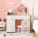 Kids Cloud Vanity and Rainbow Chair with Side Cabinet – White product view 5