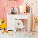 Kids Cloud Vanity and Rainbow Chair with Side Cabinet – White product view 6