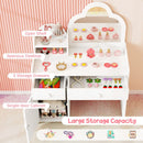 Kids Cloud Vanity and Rainbow Chair with Side Cabinet – White product view 7