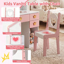 Kids Crown-Mirror Vanity and Chair with Side Shelves – Pink & White product view 10