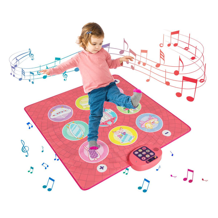 Kids Dance Mat with Five Game Levels: pink dance mat in use