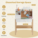 Kids Desk and Chair Set with Cork Board Hutch – storage hutch and drawers