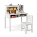 Kids Desk and Chair Set with Corkboard Hutch – White desk and chair hero