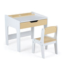 Kids Desk and Chair Set with Drawer and Three Compartments, Natural, view 3