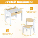 Kids Desk and Chair Set with Drawer and Three Compartments, Natural, view 5