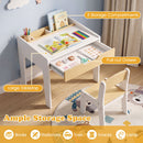 Kids Desk and Chair Set with Drawer and Three Compartments, Natural, view 8
