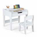 Kids Desk and Chair Set with Drawer and Three Compartments, White, view 4