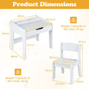 Kids Desk and Chair Set with Drawer and Three Compartments, White, view 5