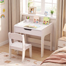 Kids Desk and Chair Set with Drawer and Three Compartments, White, view 6