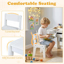 Kids Desk and Chair Set with Drawer and Three Compartments, White, view 10