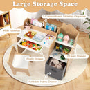 Kids Desk and Chair Set with House-Shaped Storage – Rear organiser and drawer storage