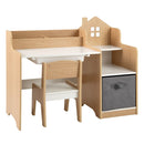 Kids Desk and Chair Set with House-Shaped Storage – White and Natural desk set hero