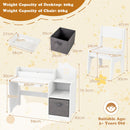 Kids Desk and Chair Set with House-Shaped Storage – Desk, chair and storage dimensions