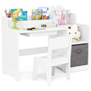 Kids Desk and Chair Set with House-Shaped Storage – White desk set hero