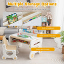 Kids Drawing Desk and Chair with Erasable Desktop, Coffee, view 3