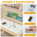 Kids Drawing Desk and Chair with Erasable Desktop, Coffee, view 7