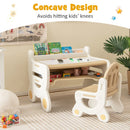 Kids Drawing Desk and Chair with Erasable Desktop, Coffee, view 9