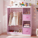 Kids Dress-Up Wardrobe with Mirror and Fabric Drawers – Pink product view 1
