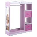 Kids Dress-Up Wardrobe with Mirror and Fabric Drawers – Pink product view 3