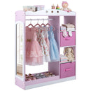 Kids Dress-Up Wardrobe with Mirror and Fabric Drawers – Pink product view 4