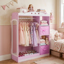 Kids Dress-Up Wardrobe with Mirror and Fabric Drawers – Pink product view 6