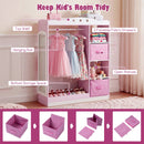 Kids Dress-Up Wardrobe with Mirror and Fabric Drawers – Pink product view 7
