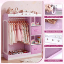 Kids Dress-Up Wardrobe with Mirror and Fabric Drawers – Pink product view 10