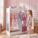 Kids Dress-Up Wardrobe with Mirror and Fabric Drawers – White product view 2