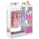 Kids Dress-Up Wardrobe with Mirror and Fabric Drawers – White product view 4