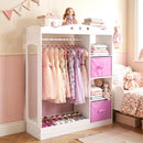 Kids Dress-Up Wardrobe with Mirror and Fabric Drawers – White product view 6
