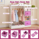 Kids Dress-Up Wardrobe with Mirror and Fabric Drawers – White product view 7