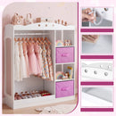 Kids Dress-Up Wardrobe with Mirror and Fabric Drawers – White product view 9