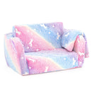 Kids Flip-Out Sofa with Glow Patterns and Blanket – Colourful – product view