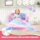 Kids Flip-Out Sofa with Glow Patterns and Blanket – Colourful – detail view