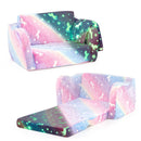 Kids Flip-Out Sofa with Glow Patterns and Blanket – Colourful – detail view