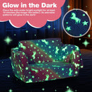 Kids Flip-Out Sofa with Glow Patterns and Blanket – Colourful – detail view