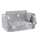 Kids Flip-Out Sofa with Glow Patterns and Blanket – Grey – product view