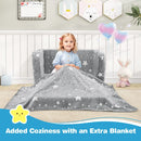 Kids Flip-Out Sofa with Glow Patterns and Blanket – Grey – detail view
