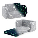 Kids Flip-Out Sofa with Glow Patterns and Blanket – Grey – detail view