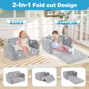 Kids Flip-Out Sofa with Glow Patterns and Blanket – Grey – detail view