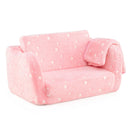 Kids Flip-Out Sofa with Glow Patterns and Blanket – Pink – product view