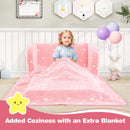 Kids Flip-Out Sofa with Glow Patterns and Blanket – Pink – detail view