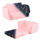 Kids Flip-Out Sofa with Glow Patterns and Blanket – Pink – detail view