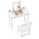 Kids Flip-Top Vanity and Chair with Hidden Compartments – White product view 8