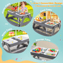 Kids Picnic Table with Three Play Bins and Umbrella – Grey view 8